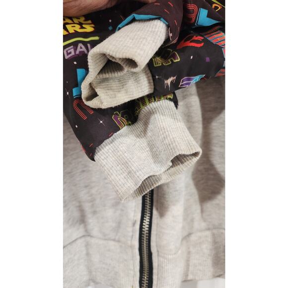 Disney Star Wars Hooded Fleece Full Zip Jacket Sweater Kids 7/8 - Picture 6 of 8